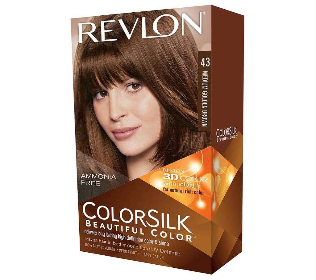 Revlon ColorSilk Hair Color 43 Medium Golden Brown USA 