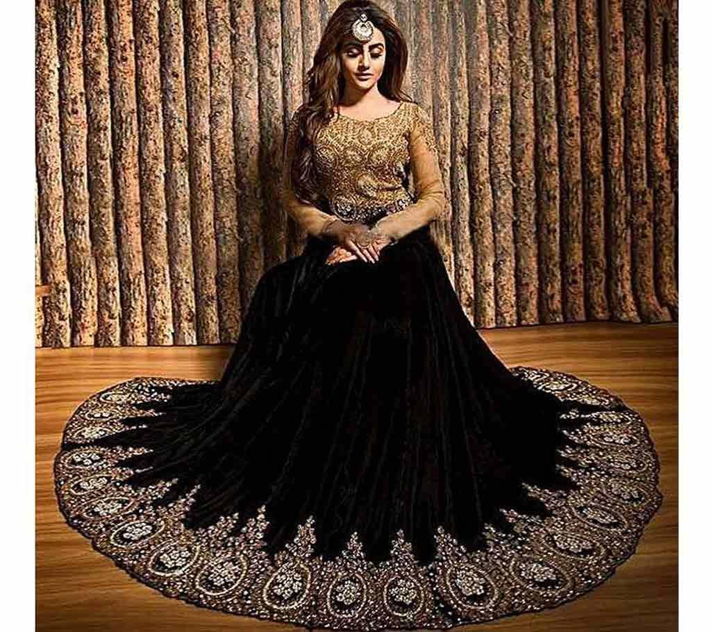 Unstitched Black and Golden Embroidery Georgette Gown (copy)