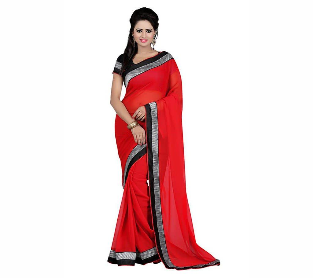 Indian Redorange Soft Georgette Saree