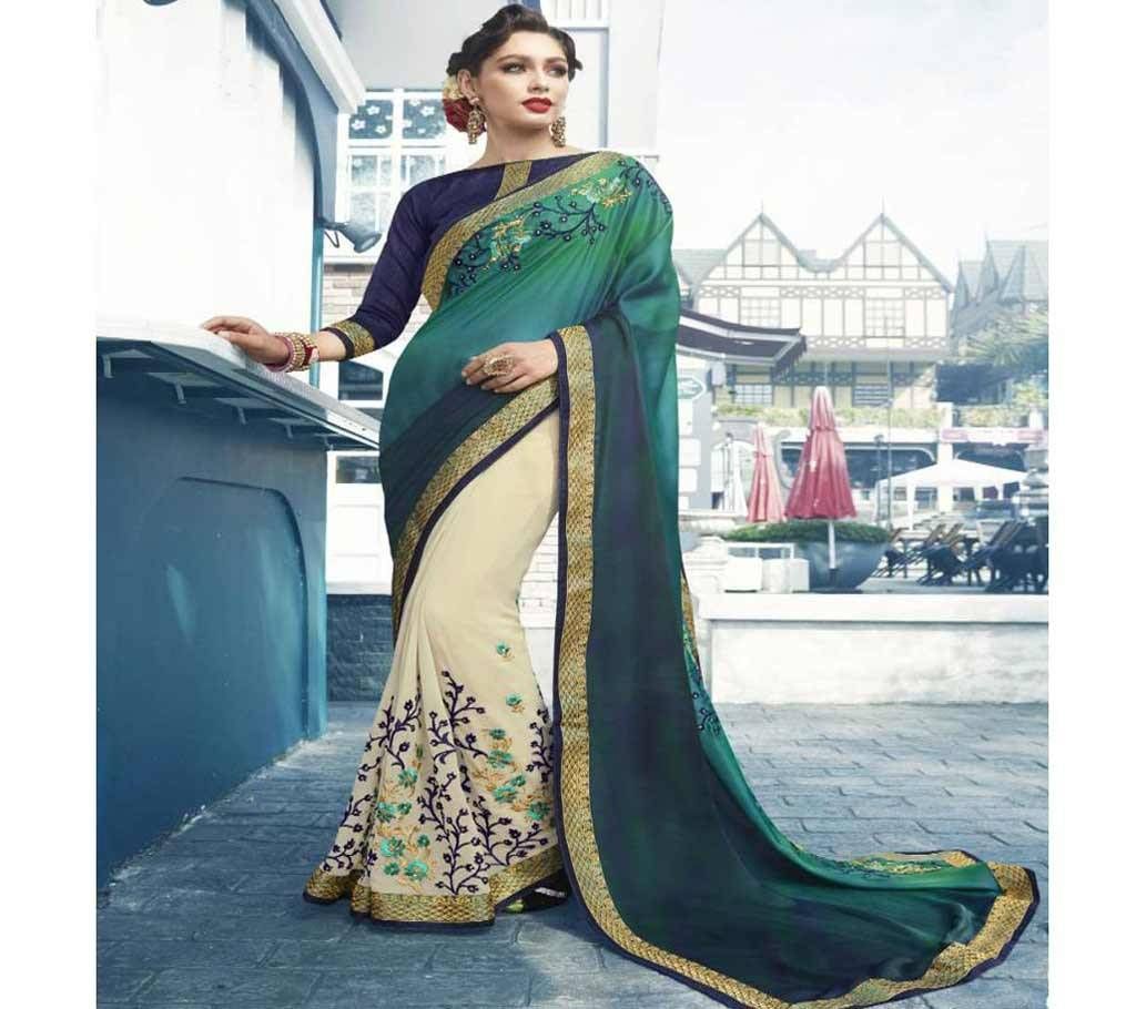 Georgette and embroidery work saree nsc-718