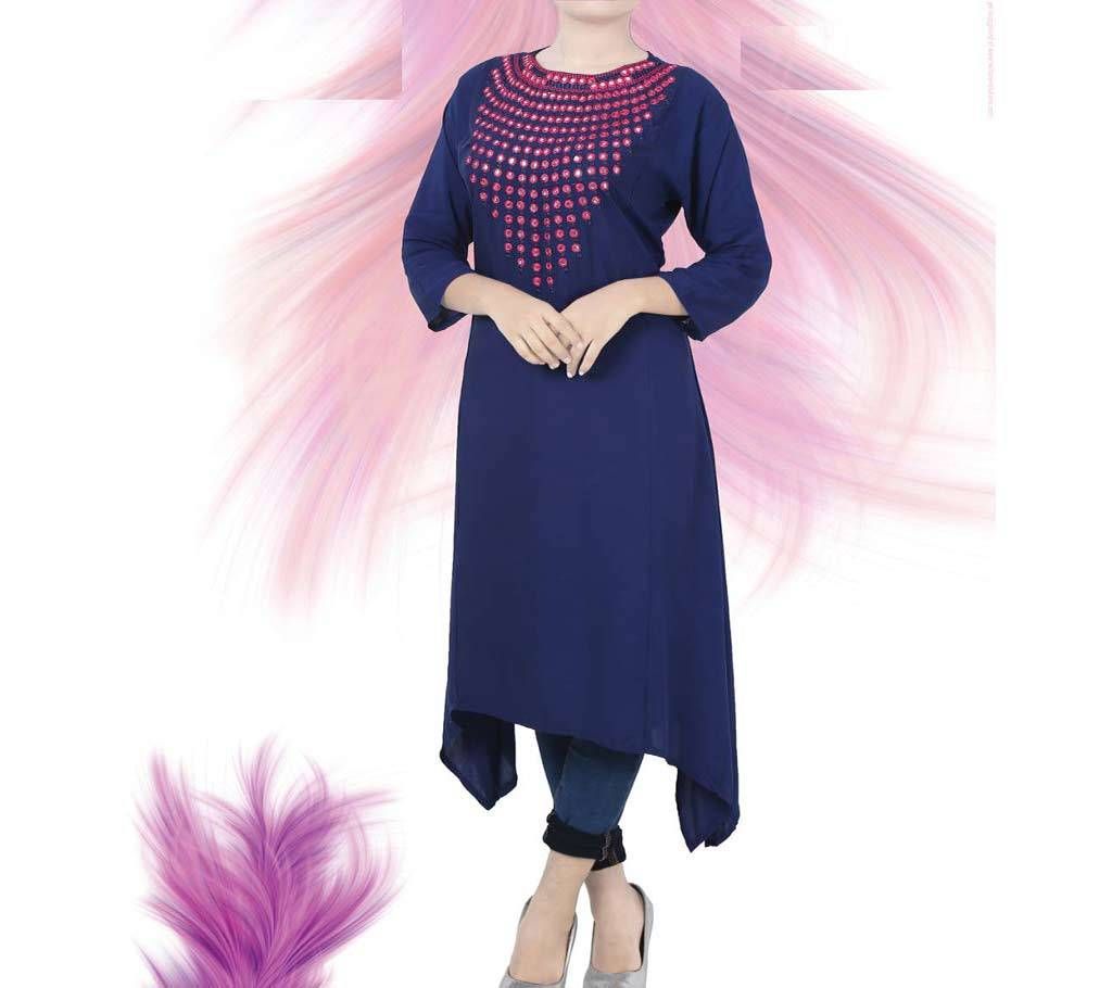 Unstitched Embroidery Linen Long Kurti