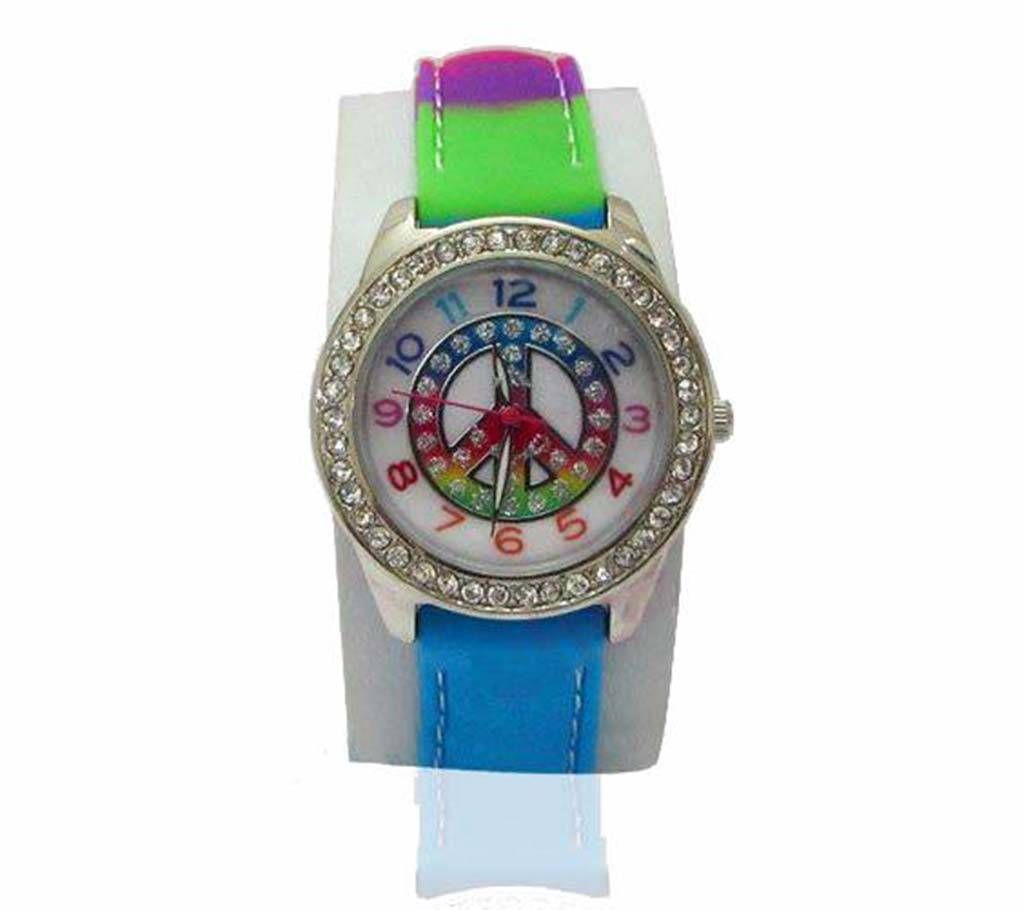 Rainbow Color Leather Belt Ladies Watch