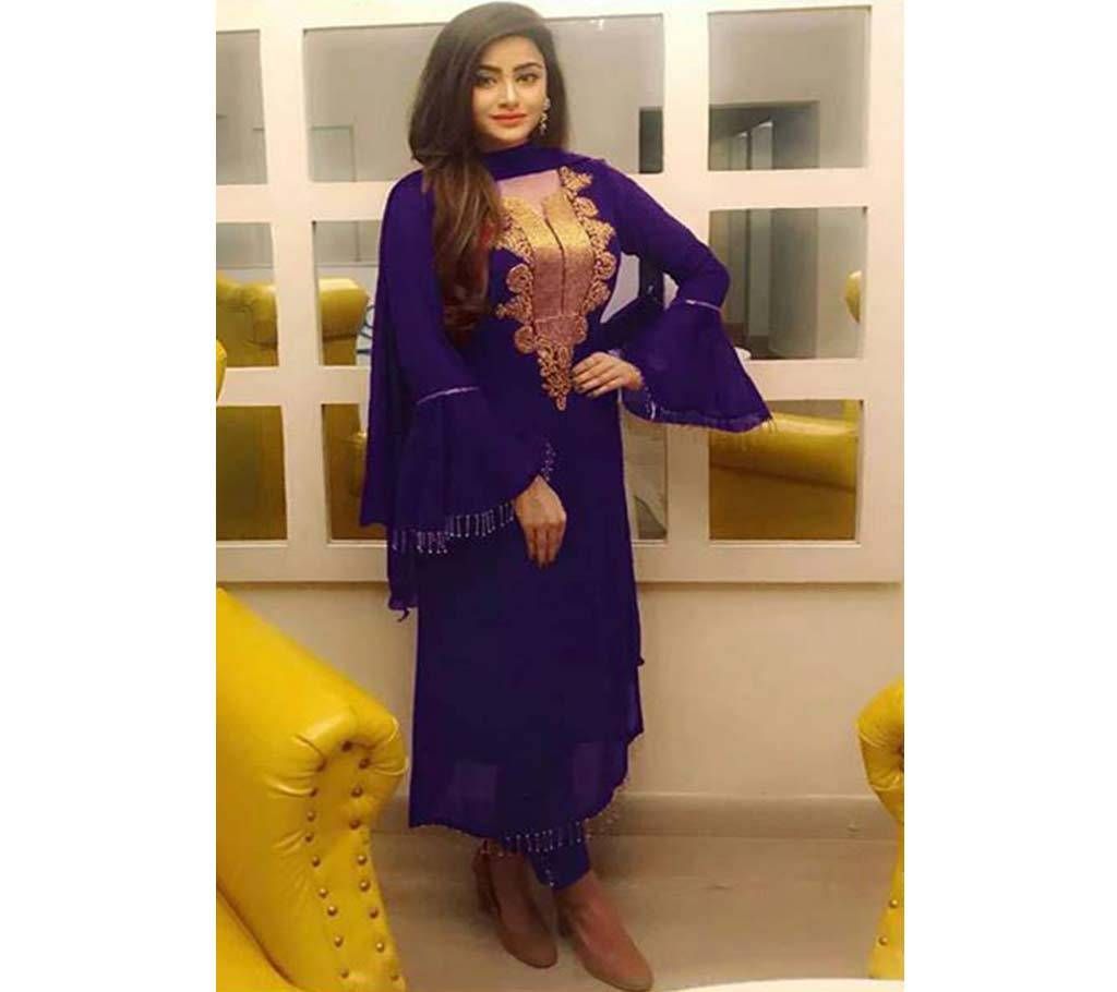 unstitched Georgette Navy Blue  Salwar Kameez for Women