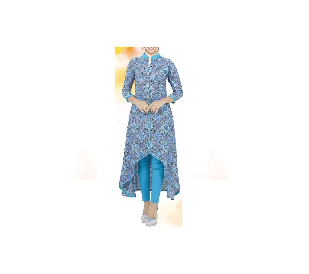 Georgette Stitched Ready to Wear Kurti D-63 One Piece Light Sky Blue Color with Multi Design