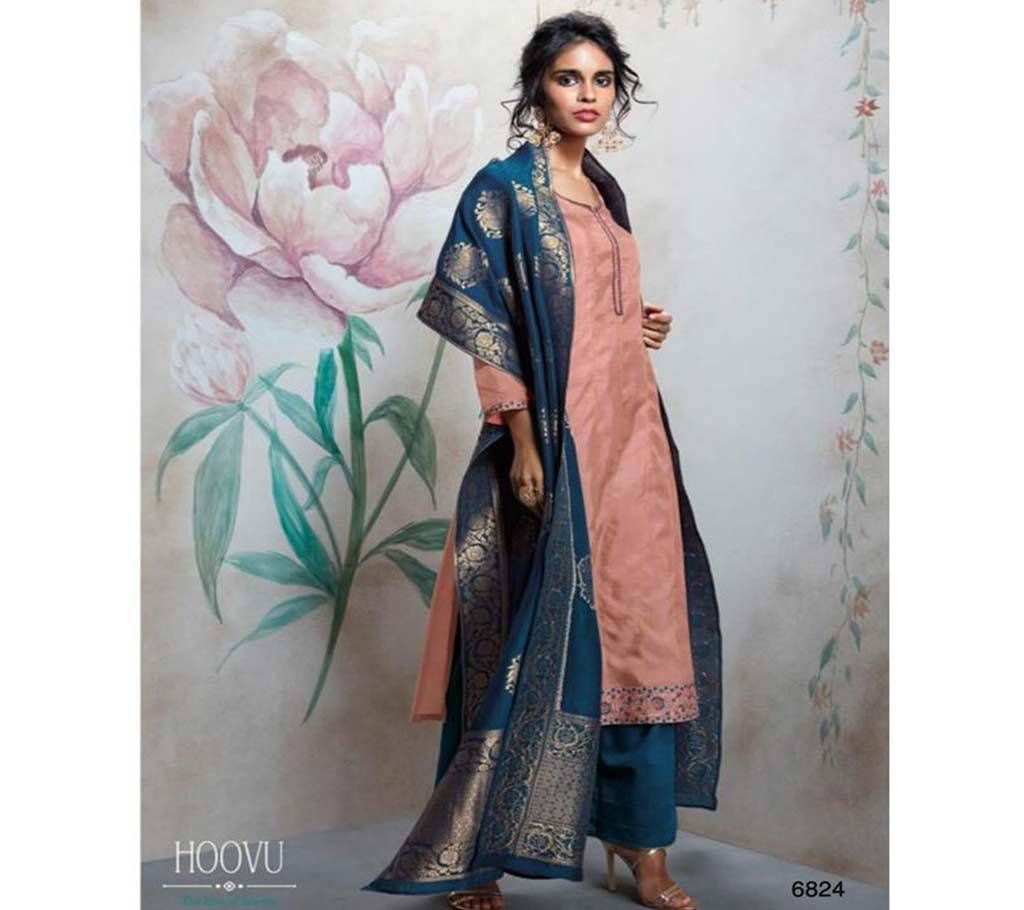 Ganga Hoovu - 6824 Unstitched silk suit