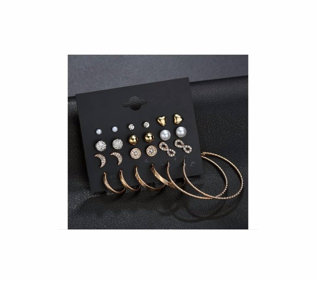 12pair Crystal Infinite Earrings Set For Women