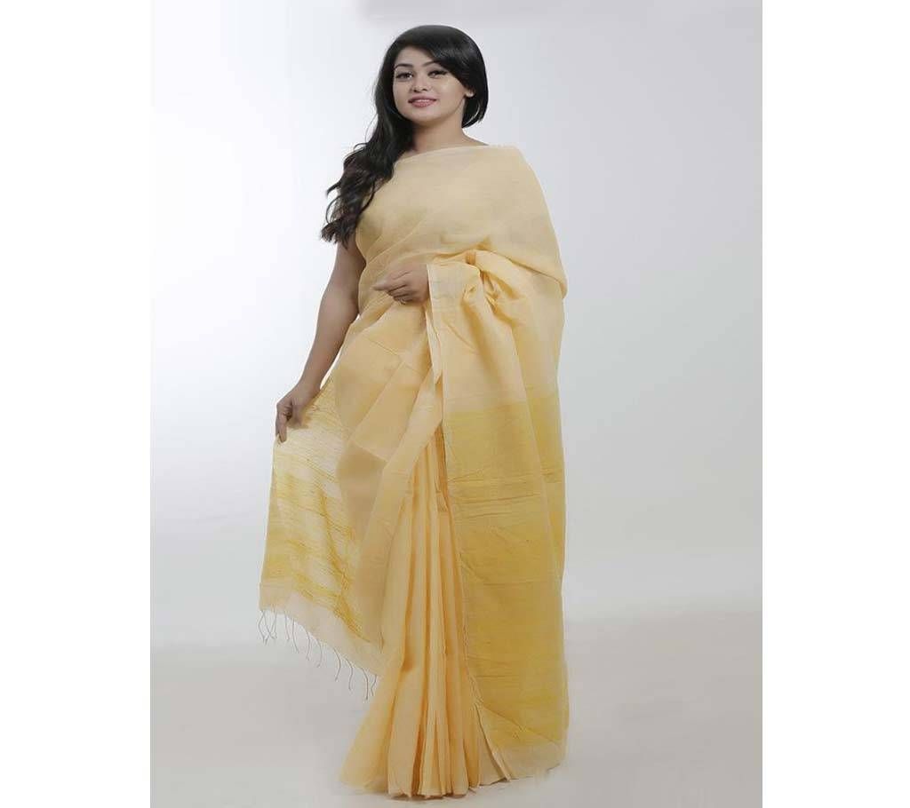 Yellow color pure endi cotton saree