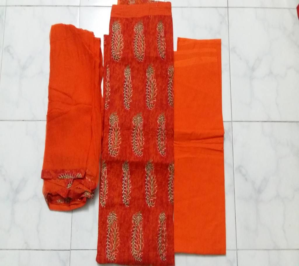 Unstitched Indian Pure cotton Salwar, Kamiz with soft Georgette orna
