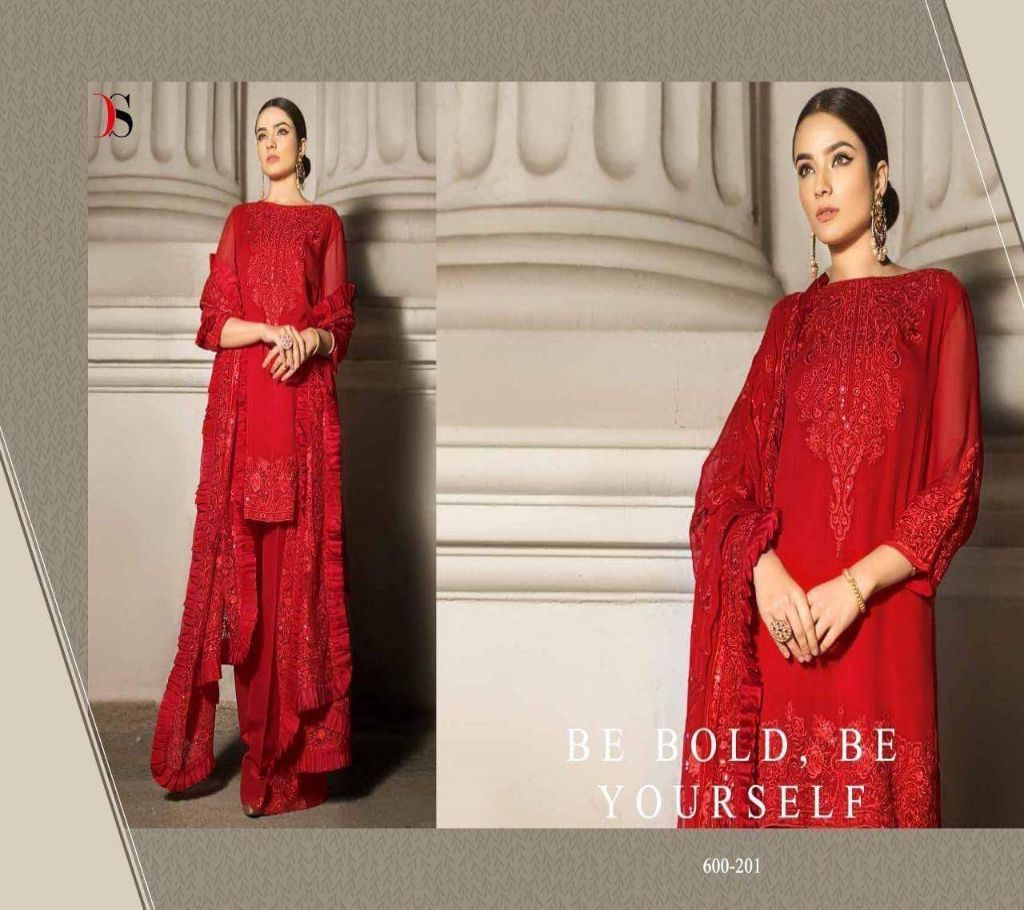 Unstiched red salowar kameez