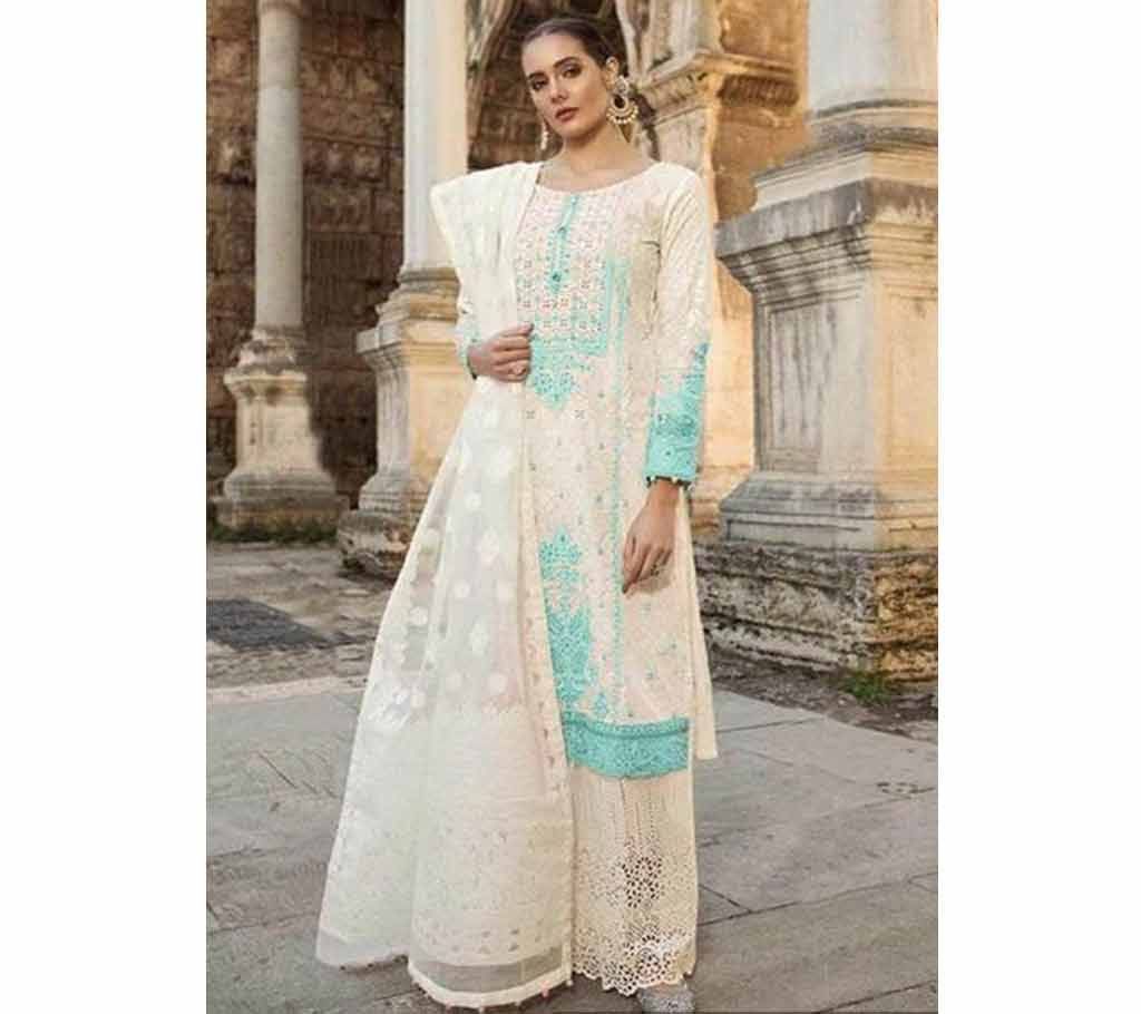 Maria b Lawn 19 Silver Pakistani Suits 700-802-B