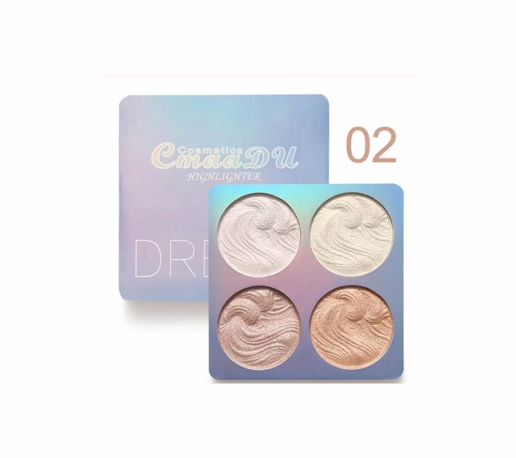 CmaaDu 4 Colors Shimmer Shine Highlighter Palette Illuminator Bronzer Powder