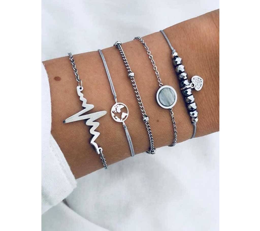 Trendy Heart-Bit Sign Bracelet Set For Girls Women Jewelry
