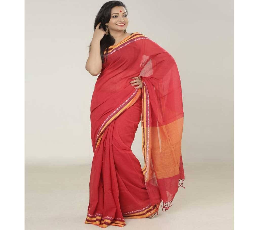 Red color handloom cotton Saree