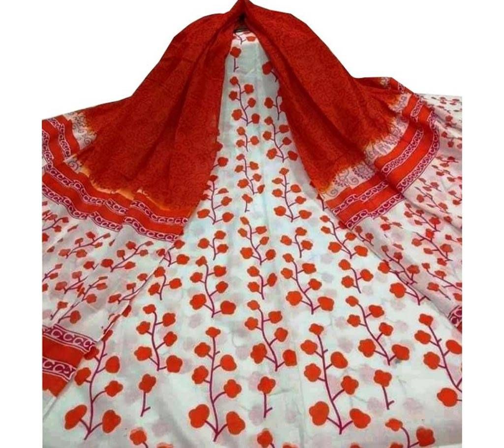 Unstitched skin printed cotton salwar kameez ST-74