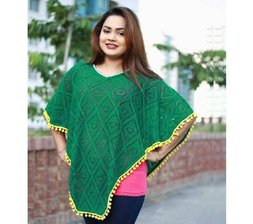 Forest Green  Poncho ( Hand Work)