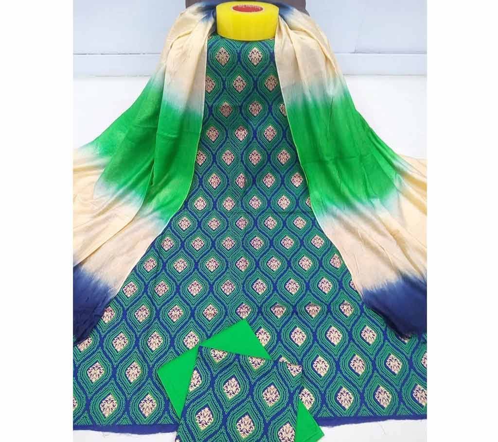 Deshi Cotton Unstitched Joypuri Screen Printed 3Pcs - H27 - MHG