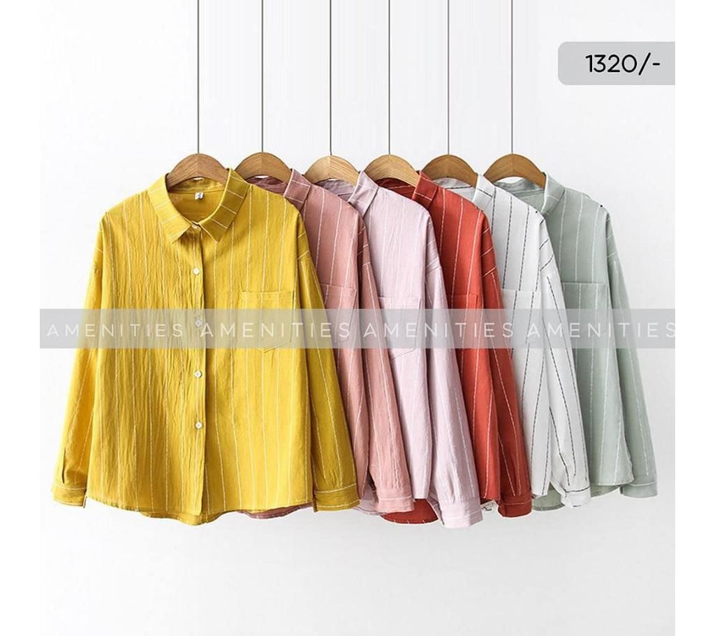 Women's Fashion Long Sleeve Striped Korean Shit Casual Loose Blouse!
