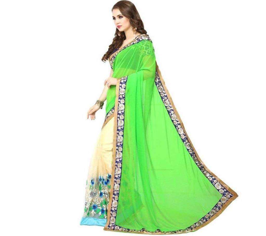 Soft Weightless Georgette Embroidery Work Saree with Blouse  for Women