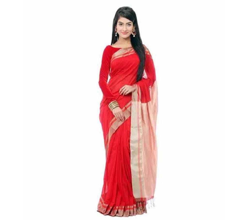 Pure Moslin Silk Saree- Bright Red