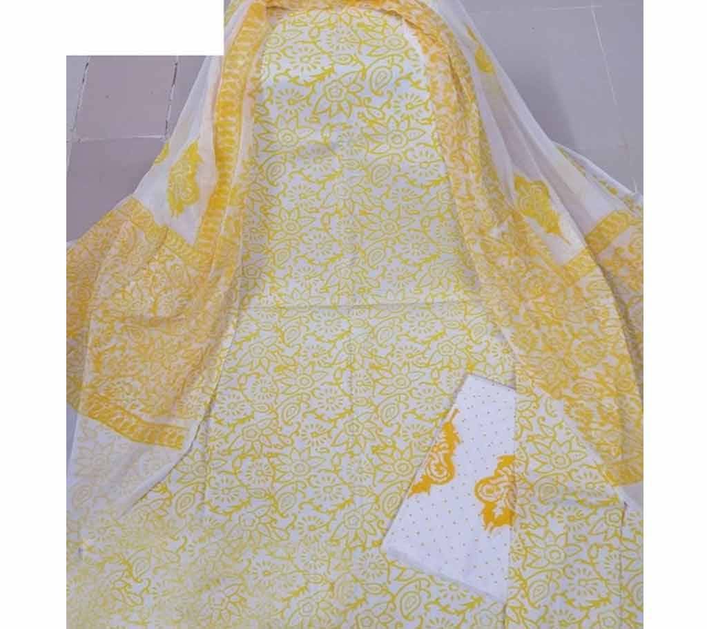 Unstiched Cotton Block Three Piece