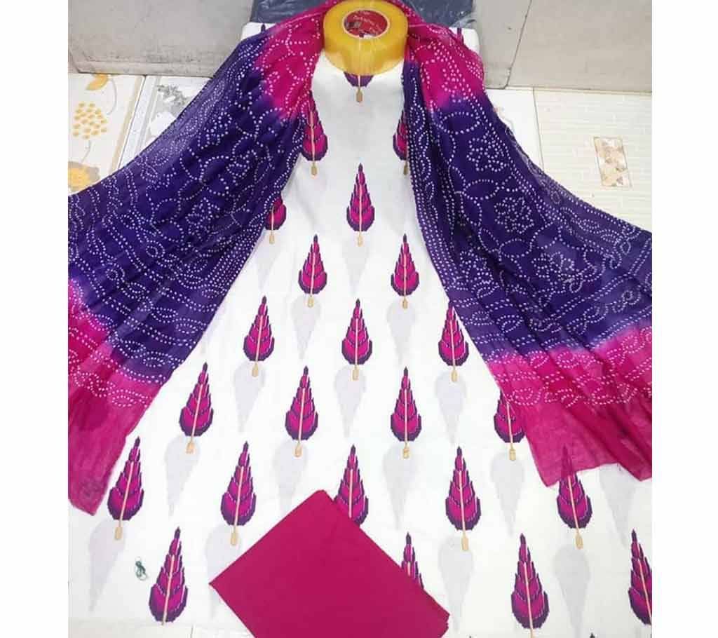 Unstitched Joypuri Cotton 3piece JCS004