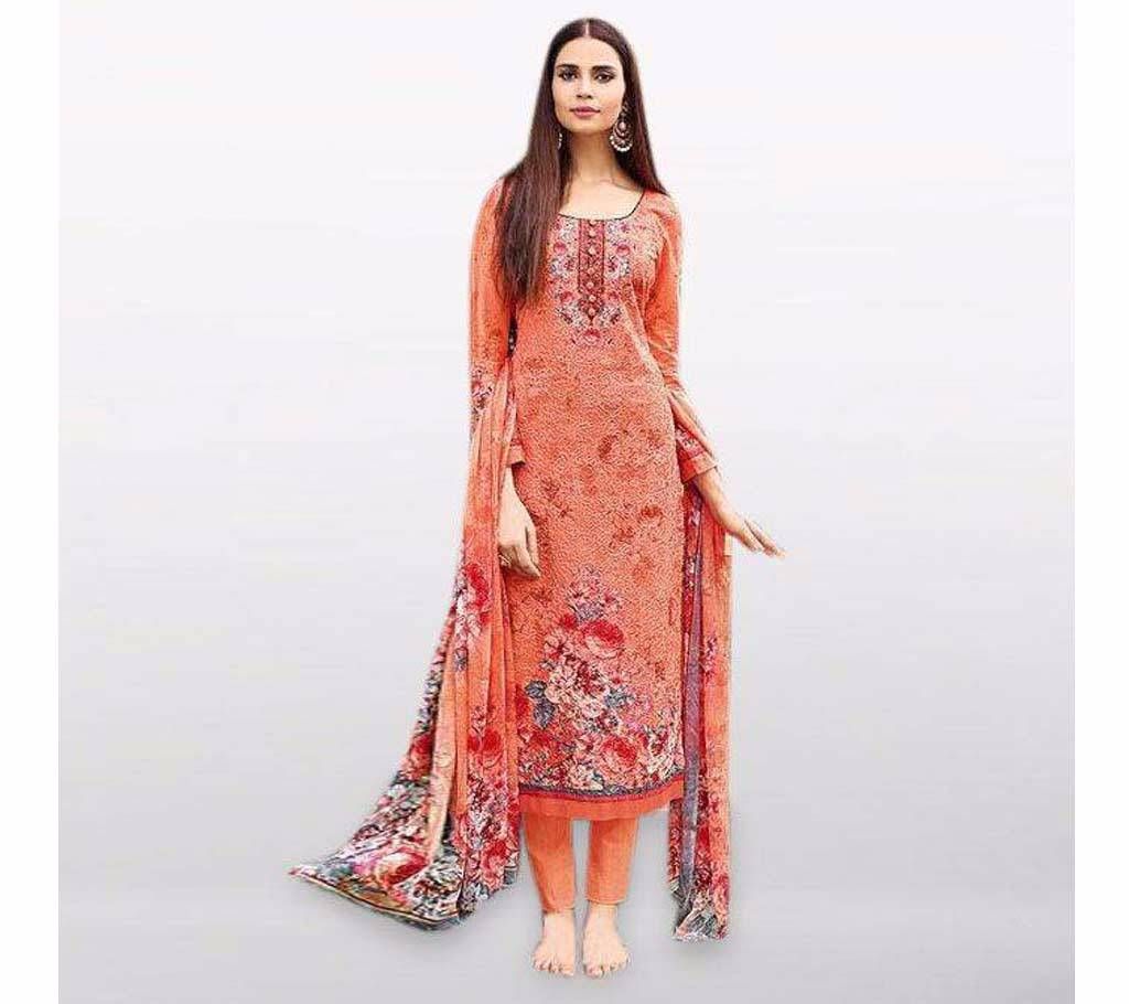 Unstitched Indian Georgette Embroidery Three-pcs
