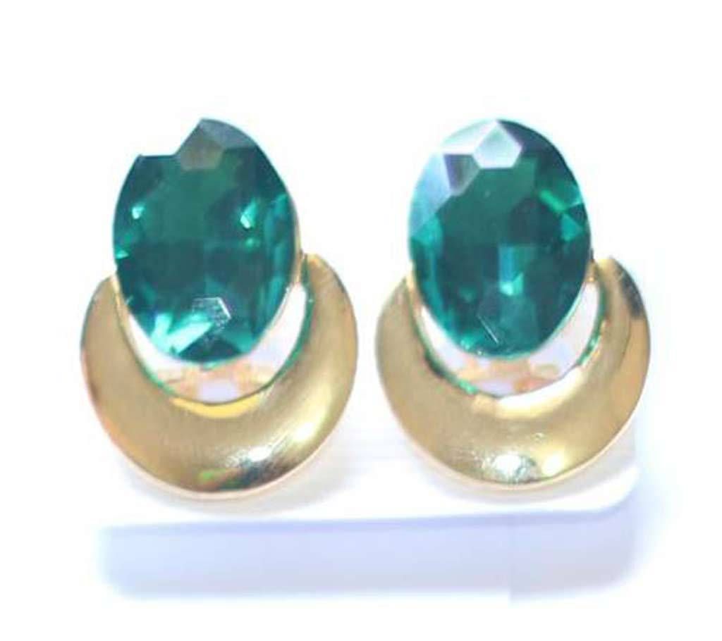 Glossy Black & Green Designer Leafe Shape Ear ring