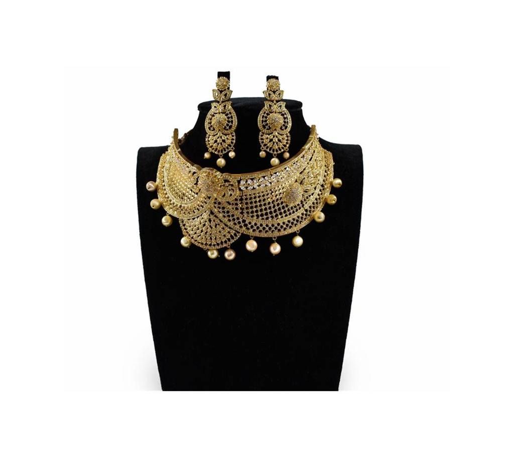 American Diamond Cut Necklace and Earrings Set For Ladies