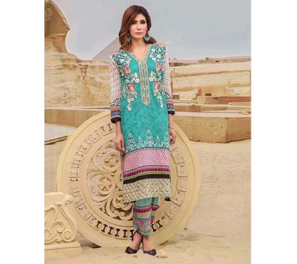 Original unstitched Pakistani lawn three pc
