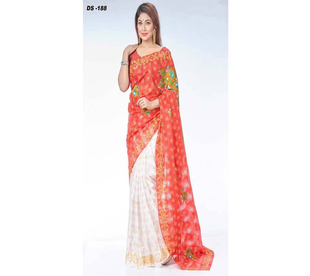 Silk Block With Embroidery Sharee