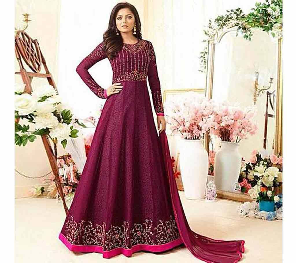 Unstitched Purple Embroidery Georgette Gown (Copy)