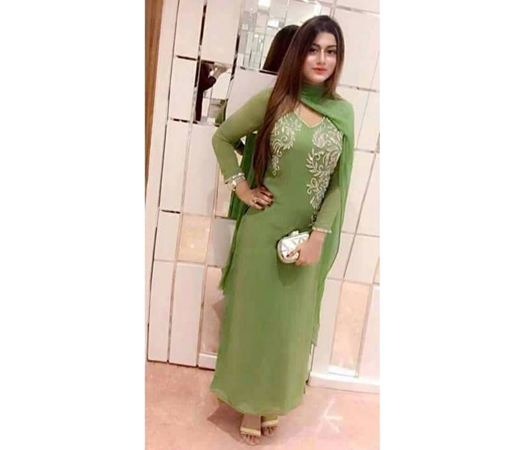 Unstitched Embroidery Georgette Thee Piece Dress - Copy