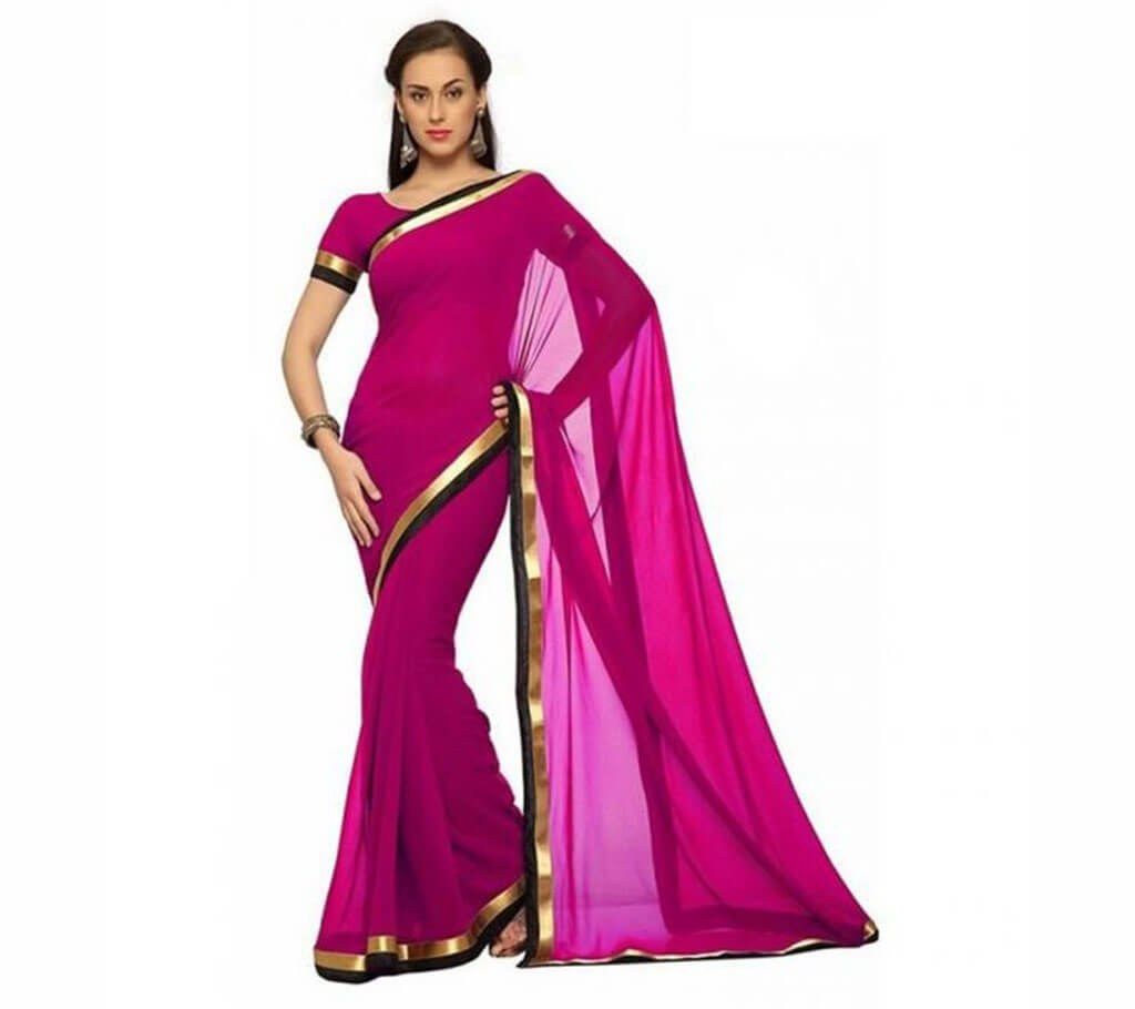 Indian Medium violet Red Soft Georgette Saree