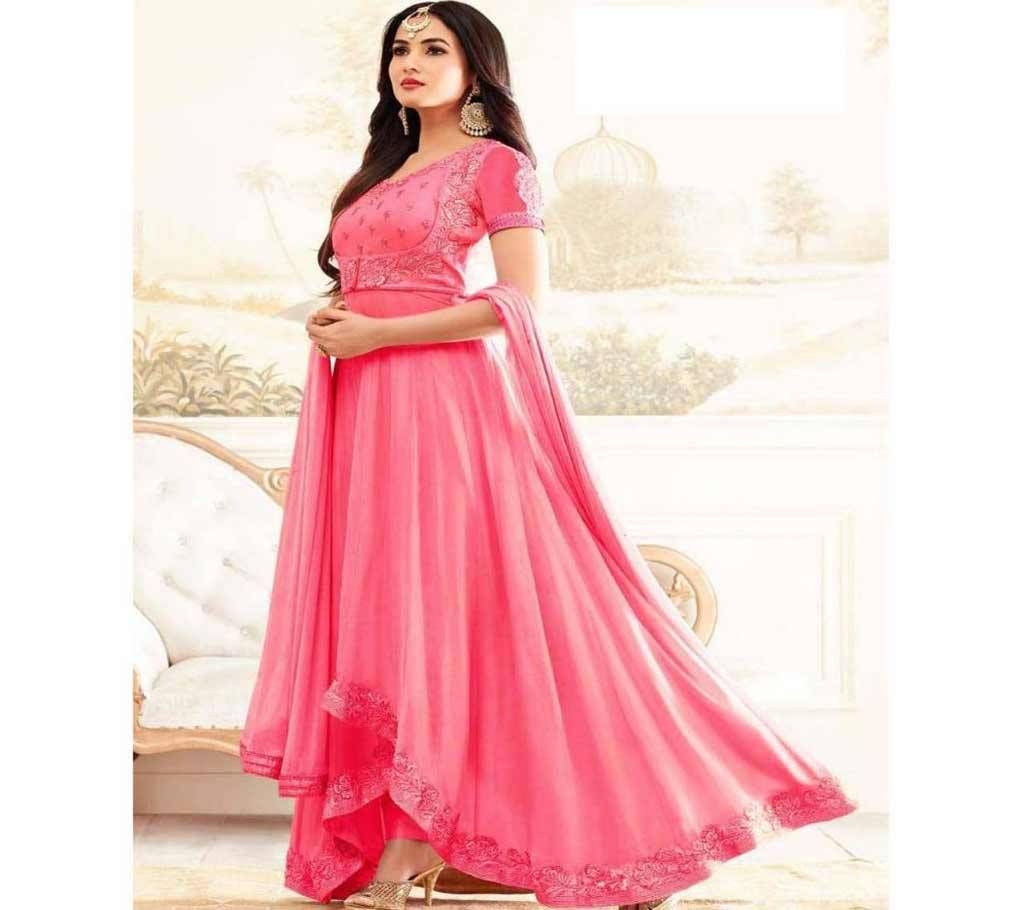 un-stitched pink Georgette gown style salwar kameez (Copy) 