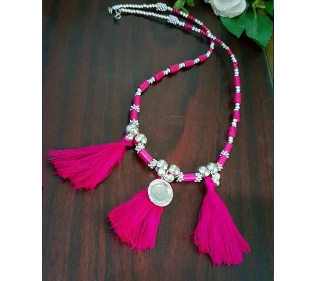 Pink and Silver Beads Necklace for Women