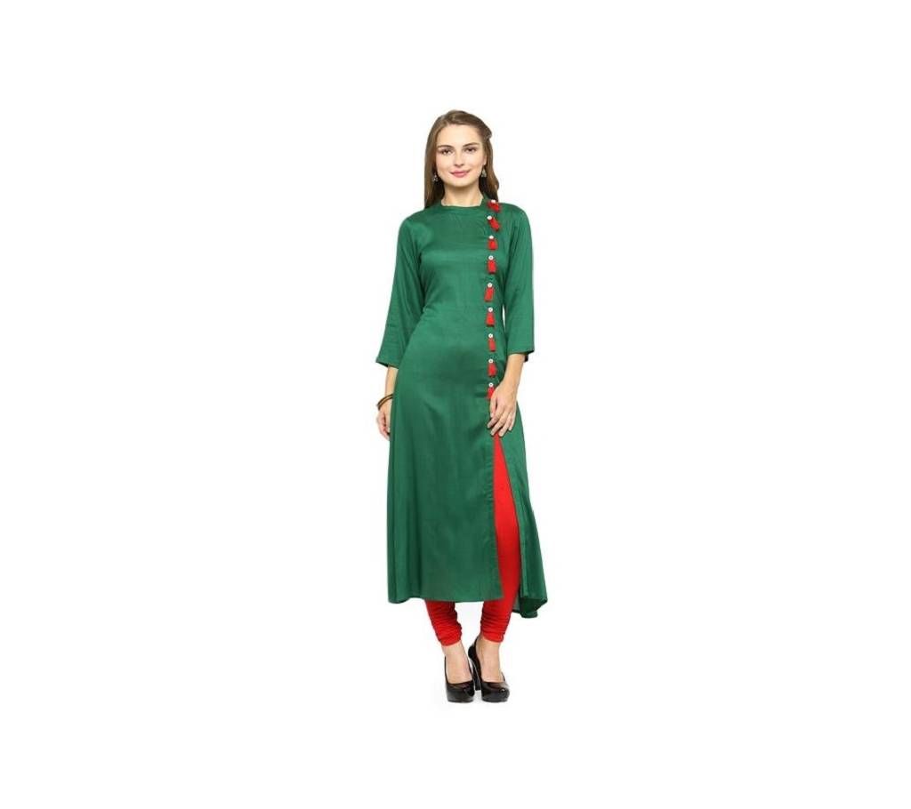 Flag Green Linen Kurti for Women