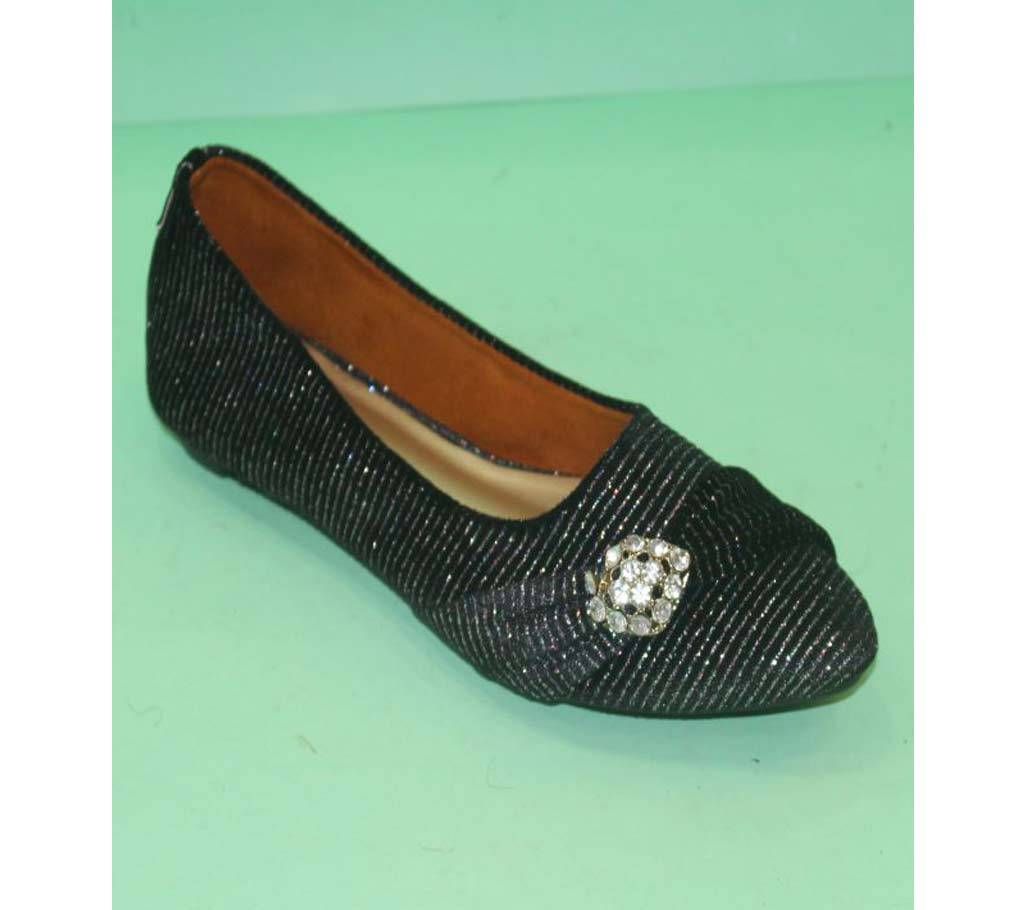 Black Artificial Leather Closed-toe Ballerinas for Women