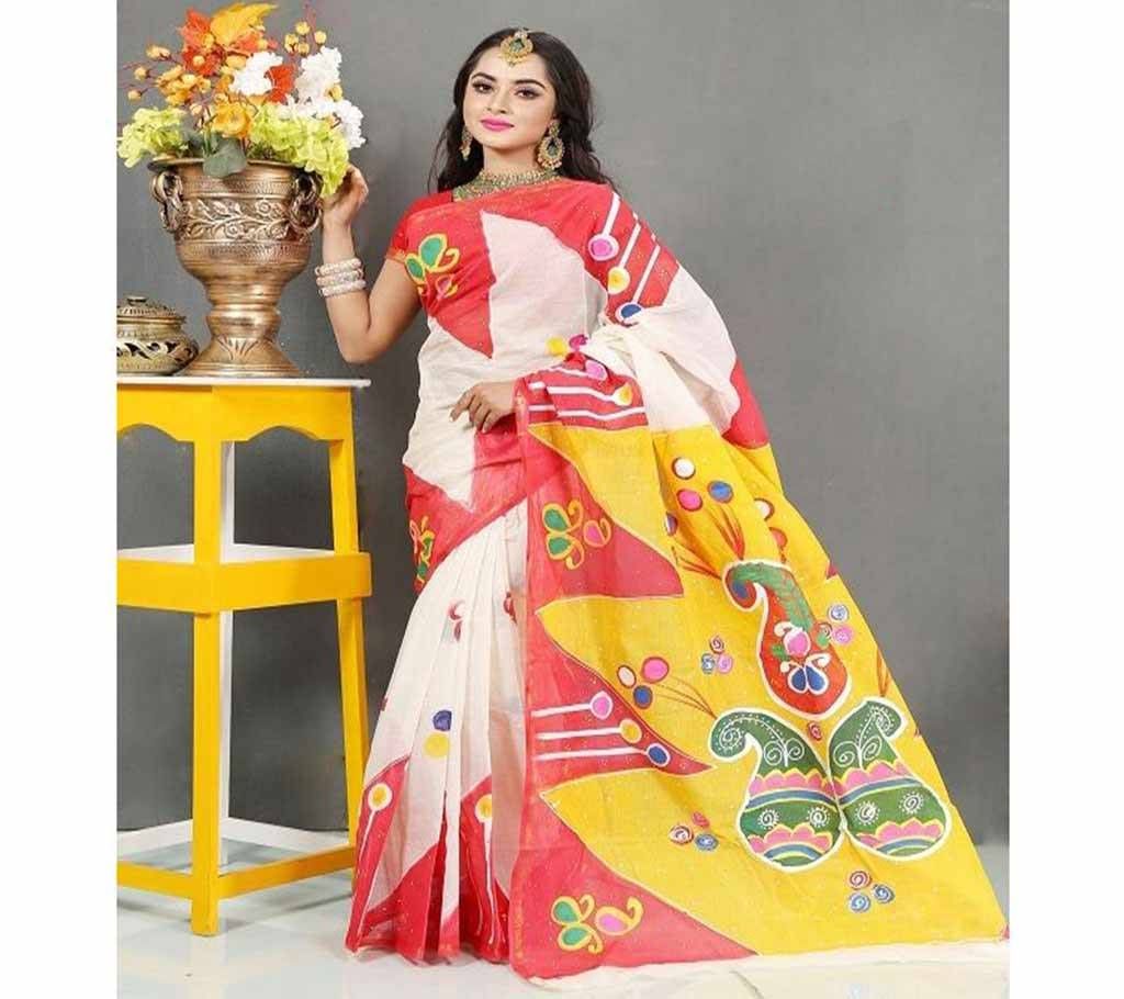Boishakhi Pure Cotton With Hand Paint Saree