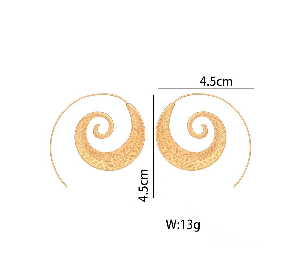 Trendy Gold Round Spiral Earrings For Women