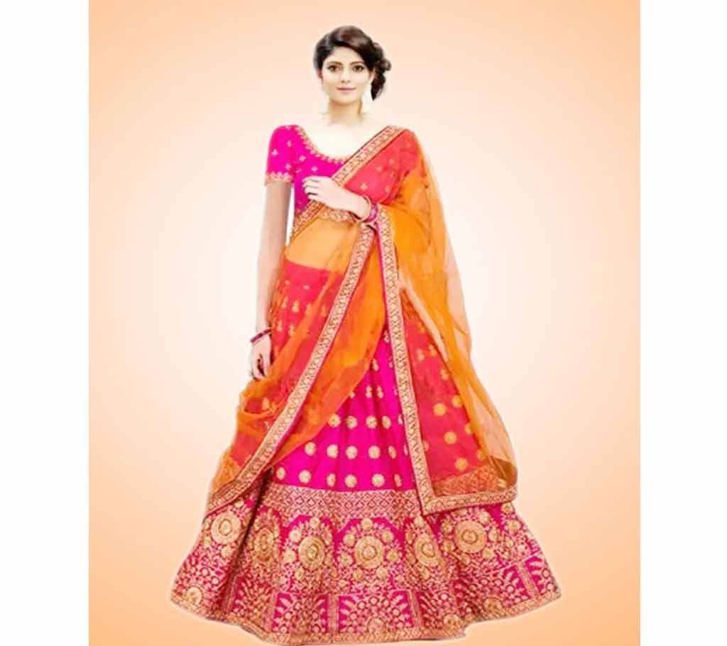 Embroidered Semi Stitched Lehenga, Choli and Dupatta Set