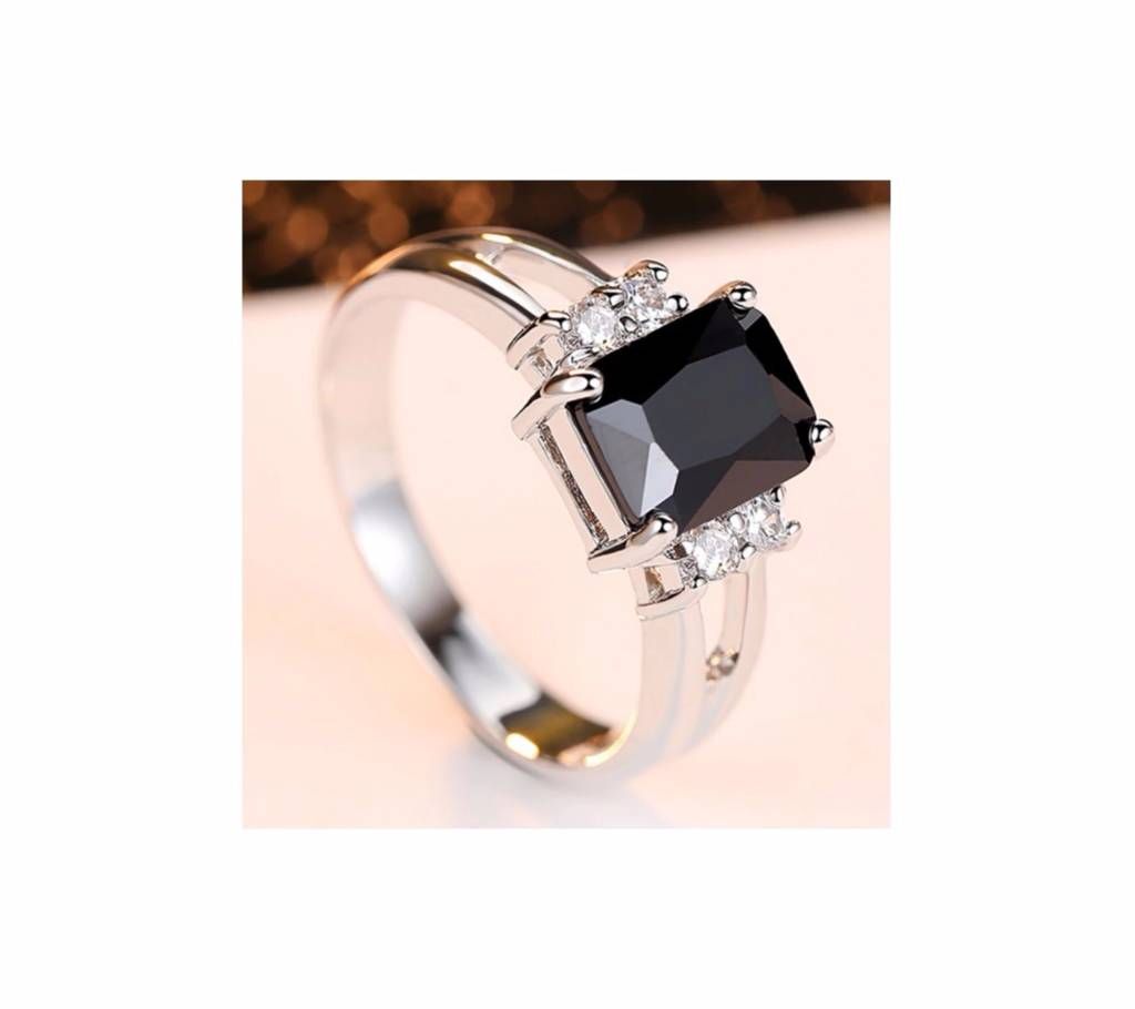 Cubic Zirconia Black stone  Ring For Women