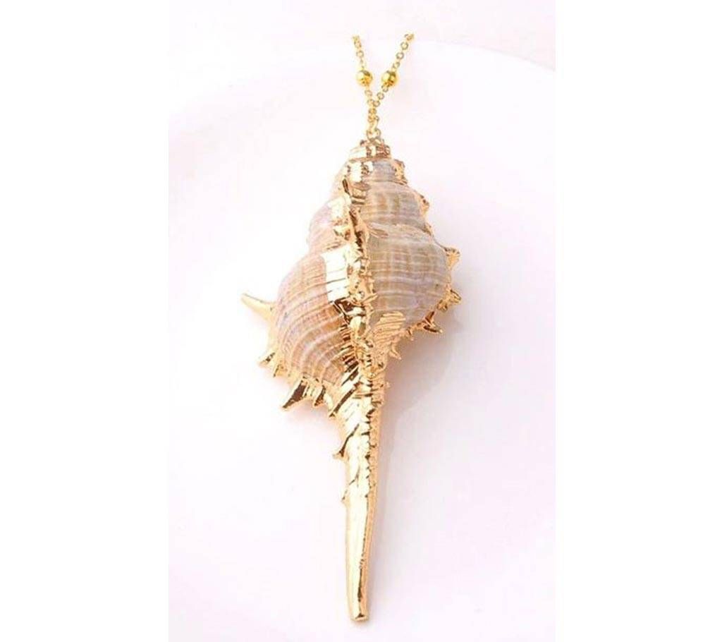 Golden White Conch Shell Necklace Shell Gold Shell Chain Necklace