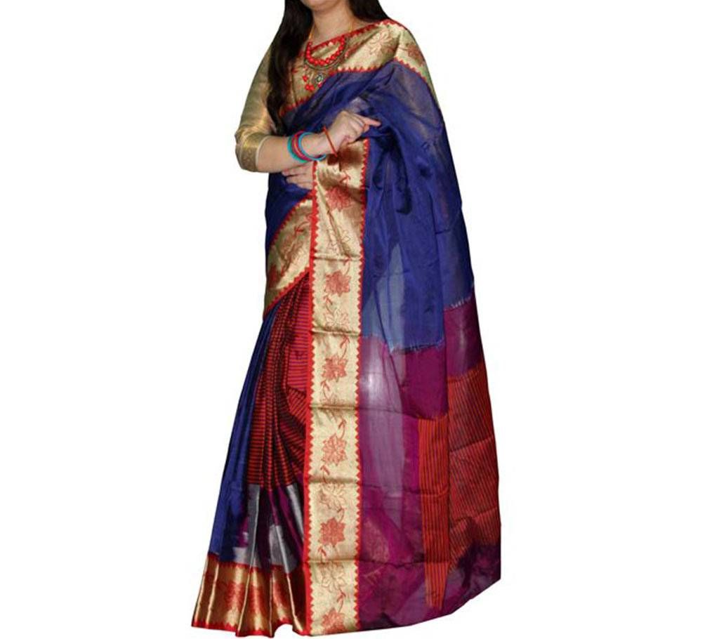 Navy blue & Multi color Combination Soft Cotton Saree