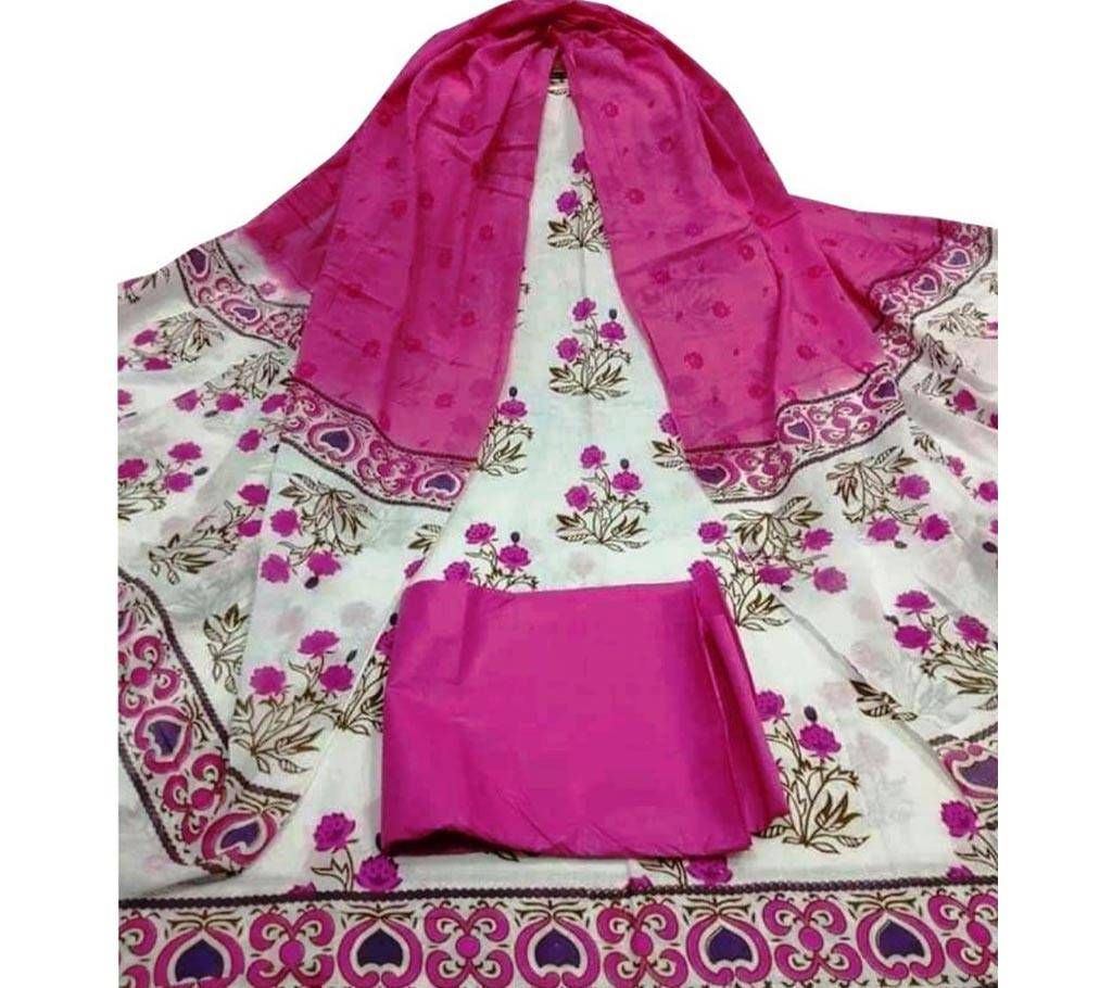 Unstitched skin printed cotton salwar kameez ST-75