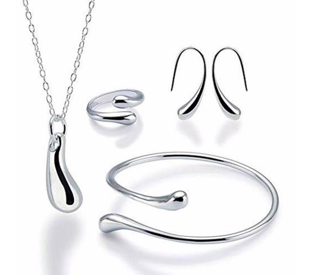 Silver Teardrop Bangle Jewelry Sets