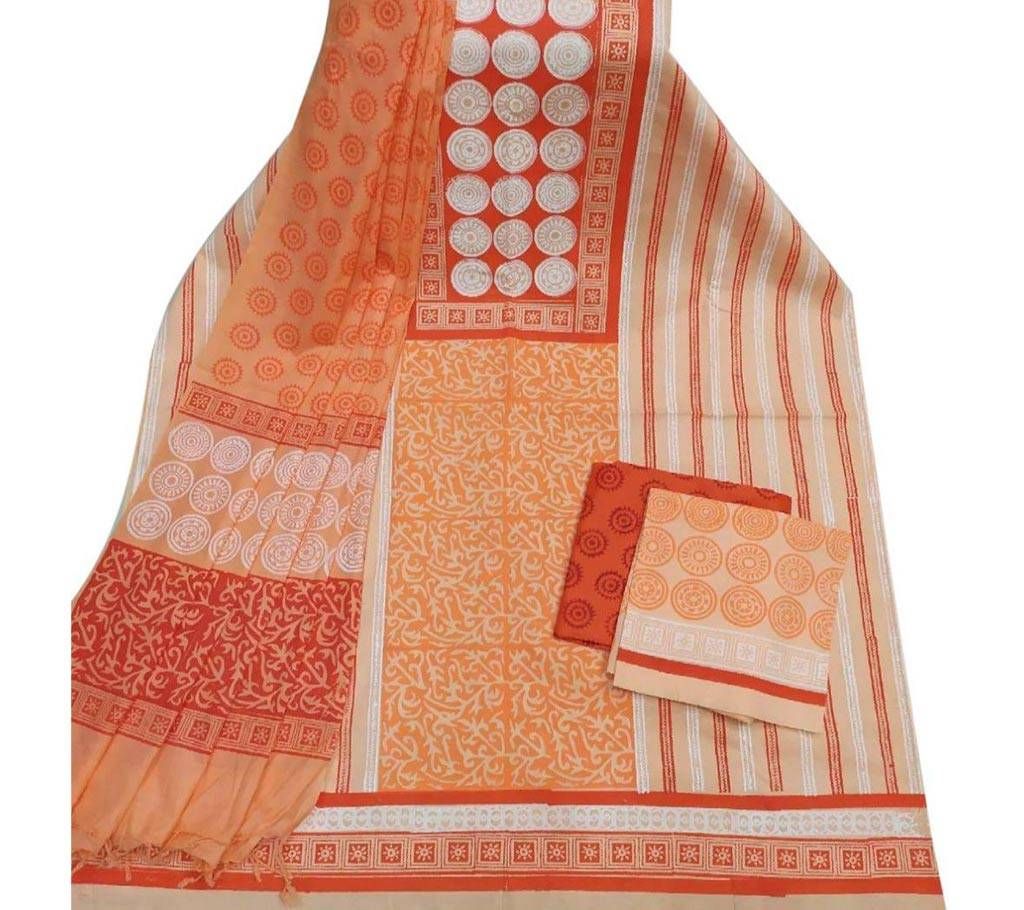 Unstitched Block Printed Cotton Salwar kameez fs-25