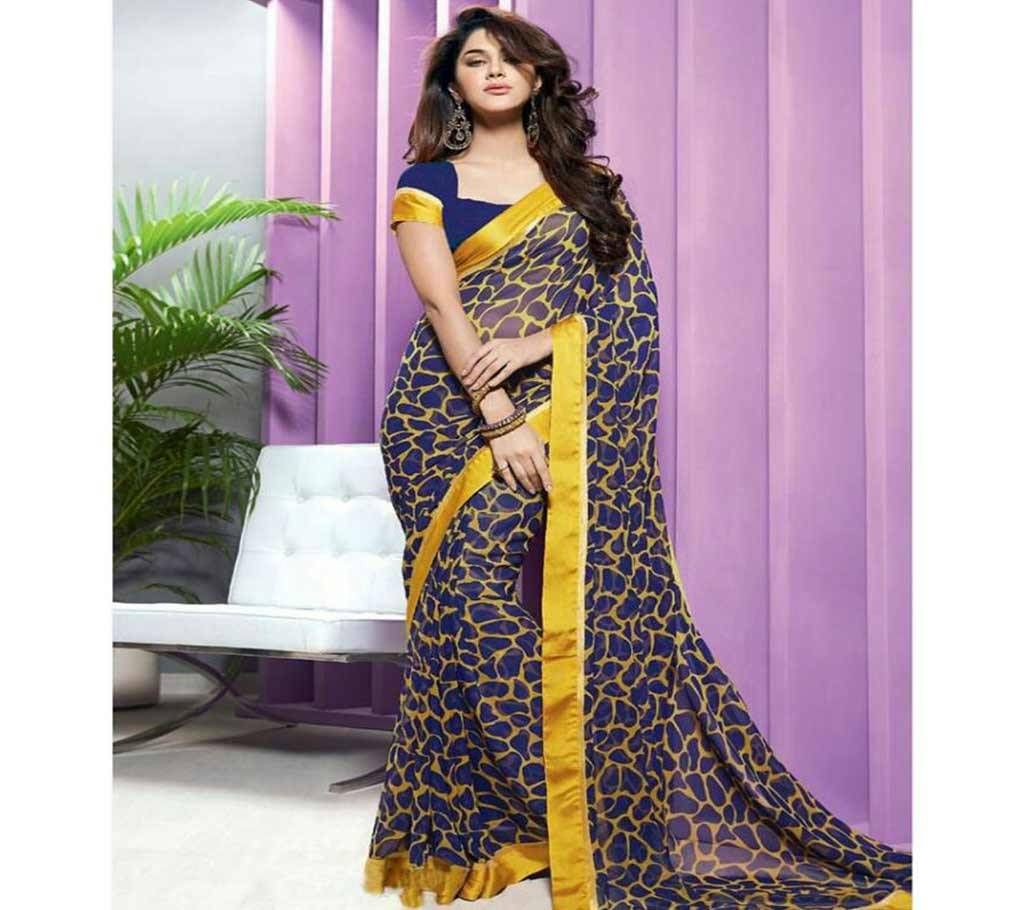 Soft Georgette Saree Golden & Blue