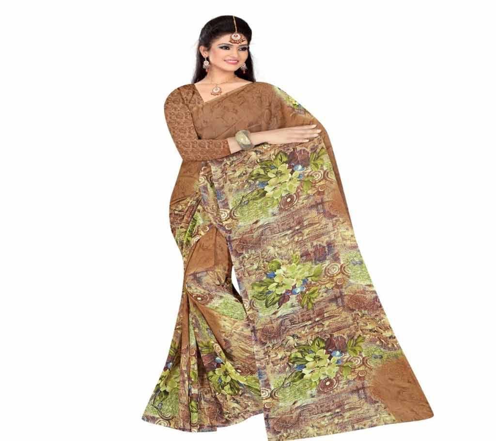 Indian Chocolate Silk Printed saree For women (Copy)