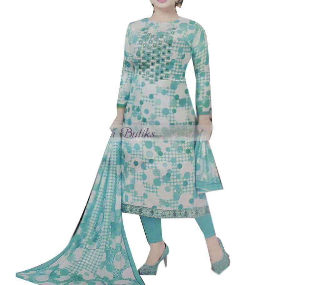 Unstitched Block Printed Cotton Salwar Kamiz Three Piece -05