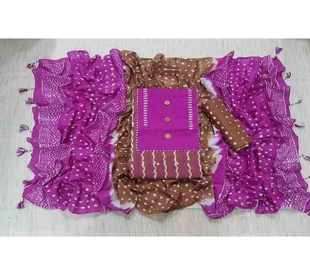 Unstitched Bexi Voil Leach Vegetable Batik Three Piece For Women-30